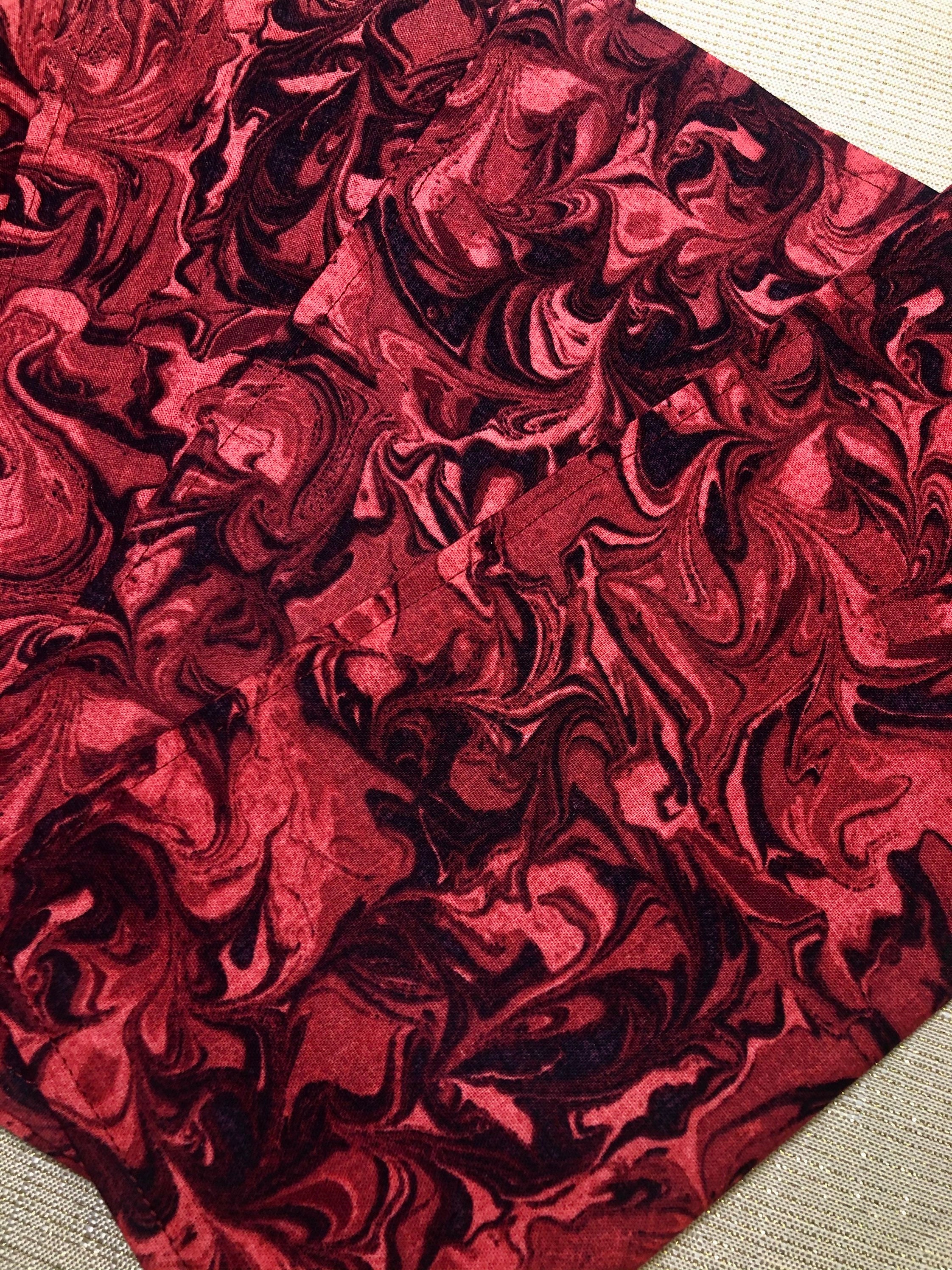 Cloth Napkins | Red-Orange Coral and Black Swirl  | 2-Ply | 100% Premium Cotton | 10 inch  square **FREE SHIPPING TO U.S.** - Thumbnail 2