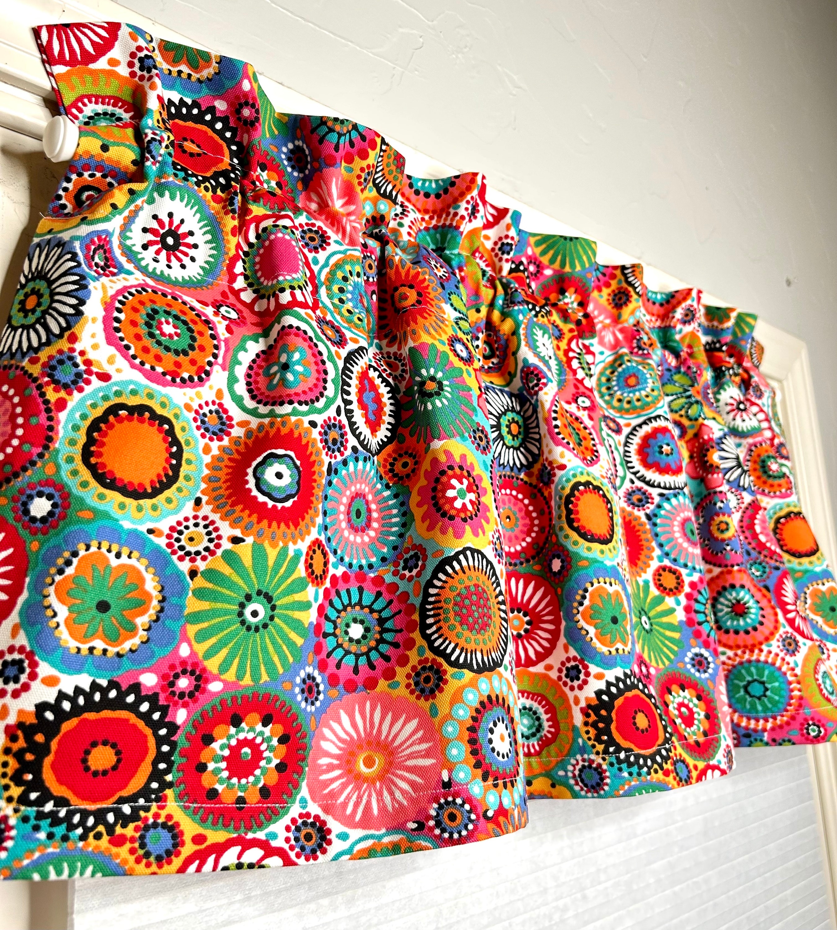 Window Valance Retro Floral Medallion Retro Curtain Multicolor Valance Girl Bedroom Valance Bathroom Valance Living Room Valance Bright