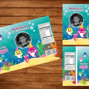 DIGITAL DOWNLOAD** Baby Shark Birthday Chip Bag Design **
