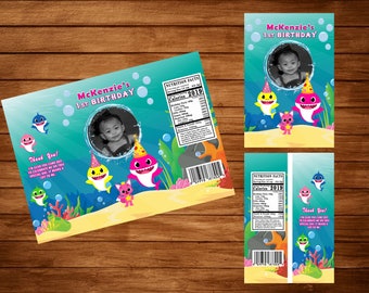 DIGITAL DOWNLOAD** Baby Shark Birthday Chip Bag Design **