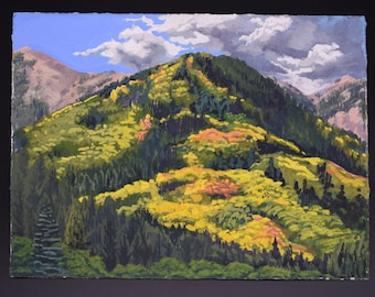 Autumnal Sangre de Cristos // -  Original Plein Air Gouache Watercolor Painting Print // Fine Art // Landscape Painting