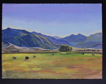 Monte Vista // -  Original Plein Air Gouache Watercolor Painting Print // Fine Art // Landscape Painting