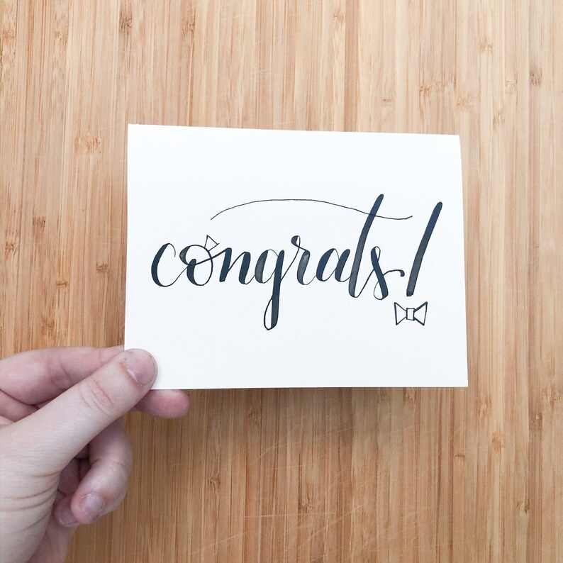 Wedding /& Engagement Card Hand Lettered Calligraphy