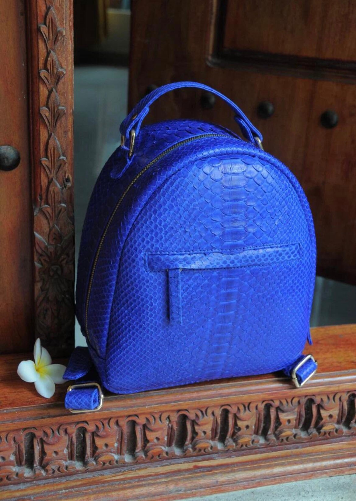 Genuine Python Skin Electric Blue Backpack | Exotic Leather Bags ...