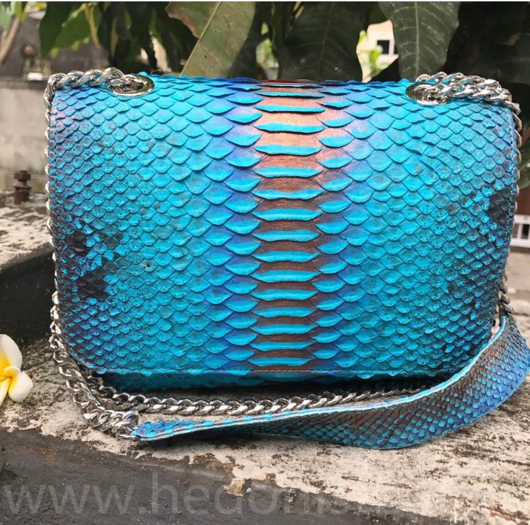 Genuine Python Skin Black Pouch Bag Exotic Leather Bags Medium Size Soft  Clutch Snakeprind Designer Bag Gift for Her Classy Purse 
