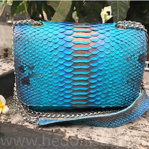 Genuine python skin crossbody bag | Summer women leather purse | designer bag | snakeskin  bag | multicolor handbag | handmade bags| sale