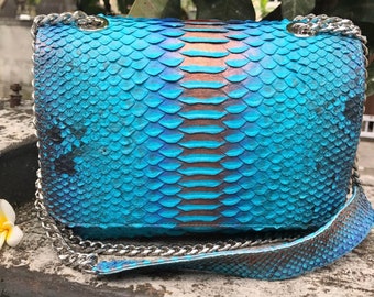 Genuine python skin crossbody bag | Summer women leather purse | designer bag | snakeskin  bag | multicolor handbag | handmade bags| sale
