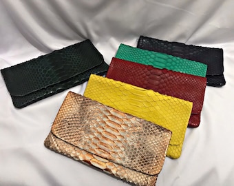 Genuine python skin small clutch/wallet | exotic leather bags | handmade purse woman | small evening clutch