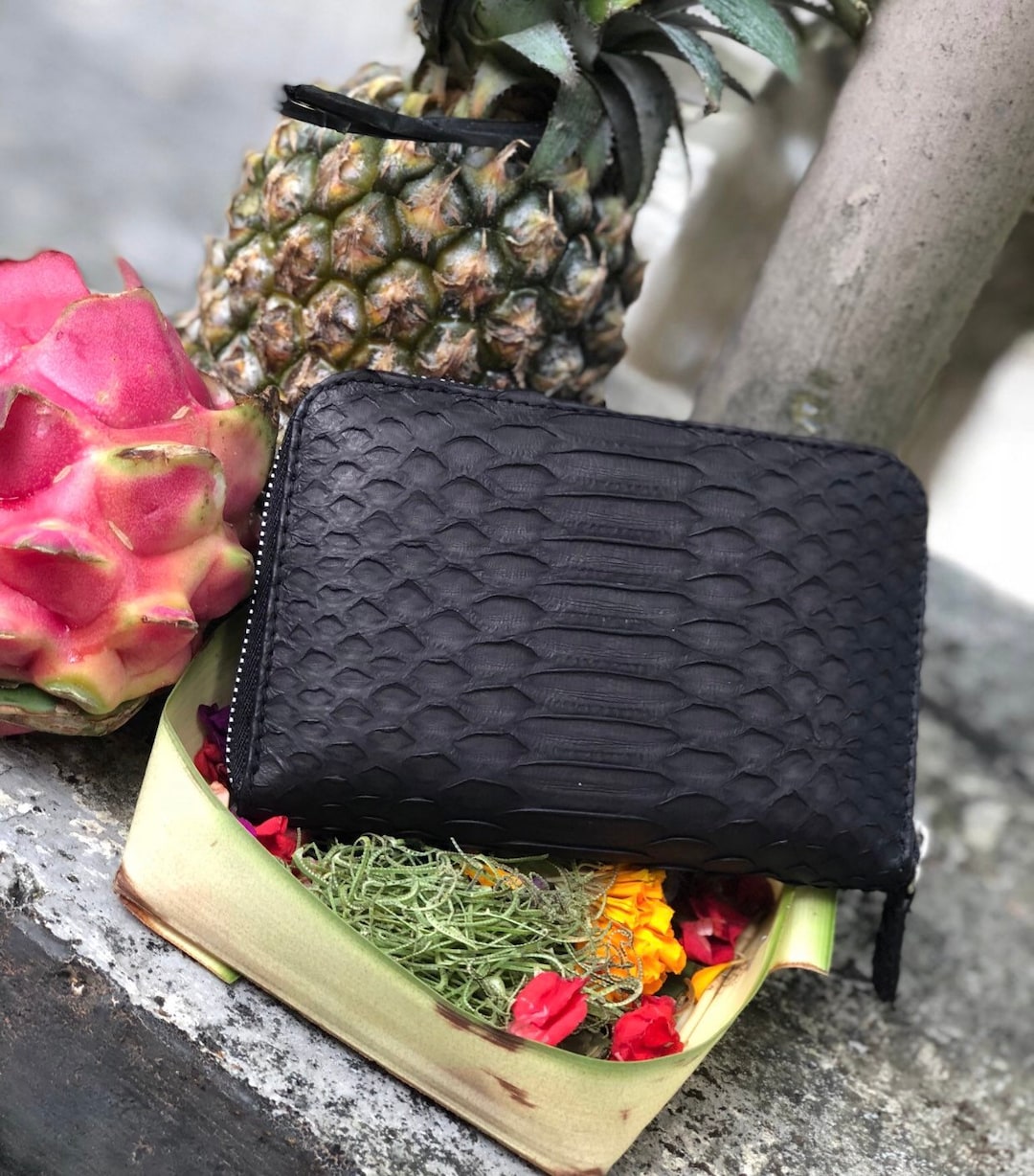 Genuine Python Skin Black Wallet | Small Wallet | Exotic Leather Wallet ...