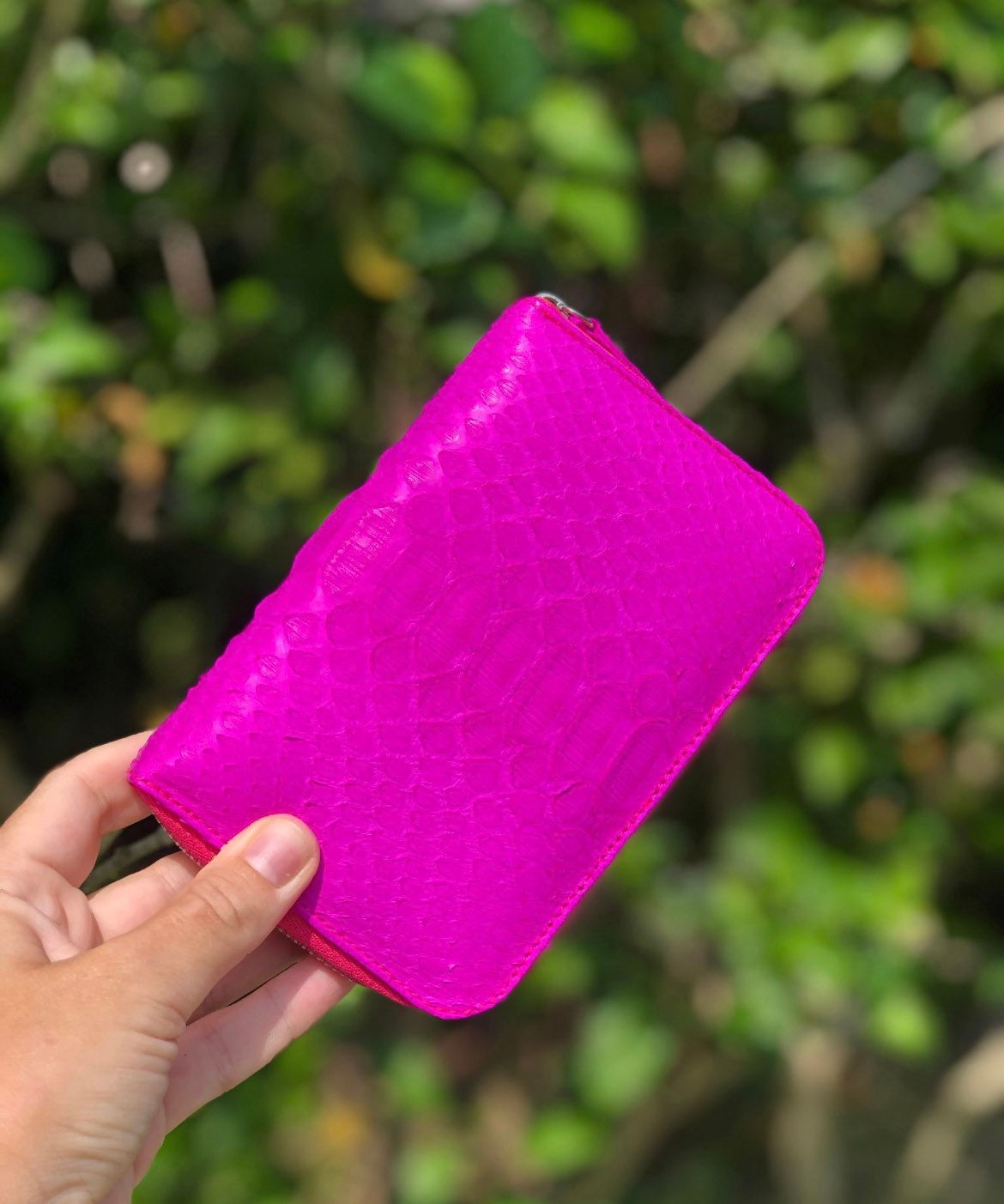 Genuine Python Skin Fuchsia Wallet Small Wallet Exotic 