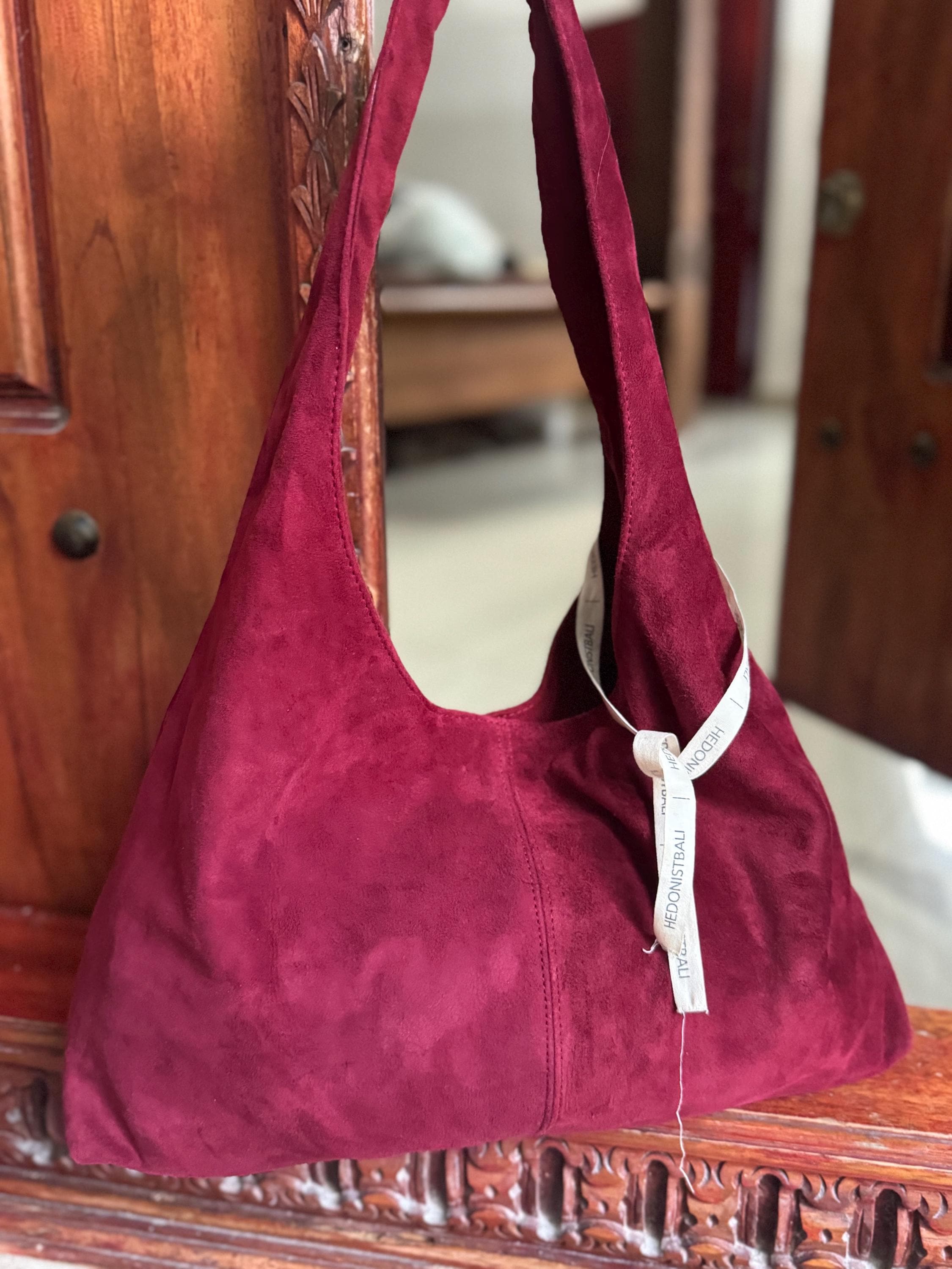 Wine Color Suede Bag Australia