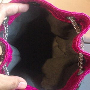 Genuine python skin bucket fuchsia chain bag / designer women purse / bright soft bag / exotic leather bags free shipping | gift for her image 6