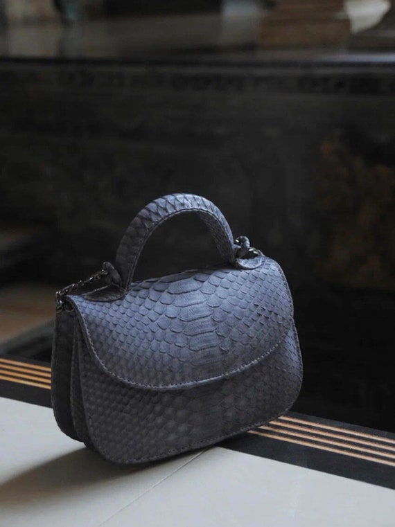 Genuine Python Crossbody Top Handle Evening Women Leather Bag :  Handmade Products