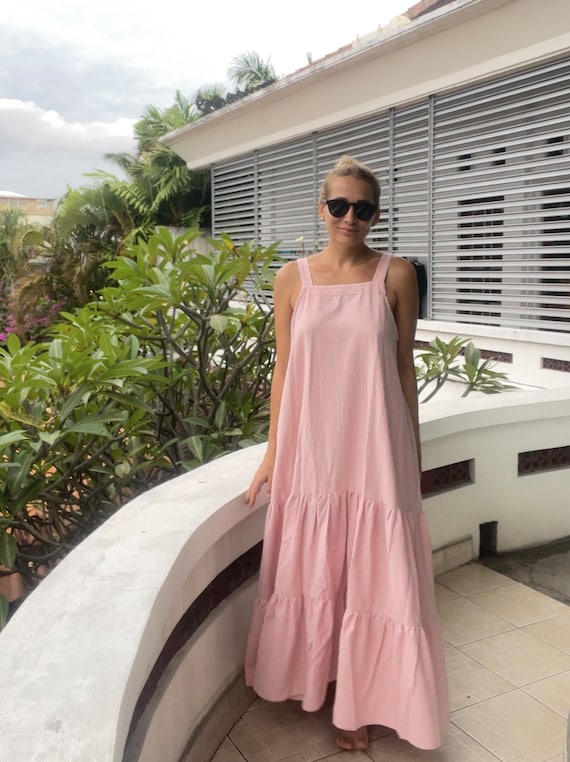 Pink loose dress sales