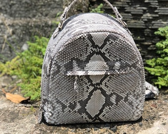 Frauen Pythonleder Rucksack | Echter Python-Haut-Rucksack | Exotische Ledertaschen | Sommerlicher Schlangenprint Rucksack | Frauen Sport Shik Rucksack