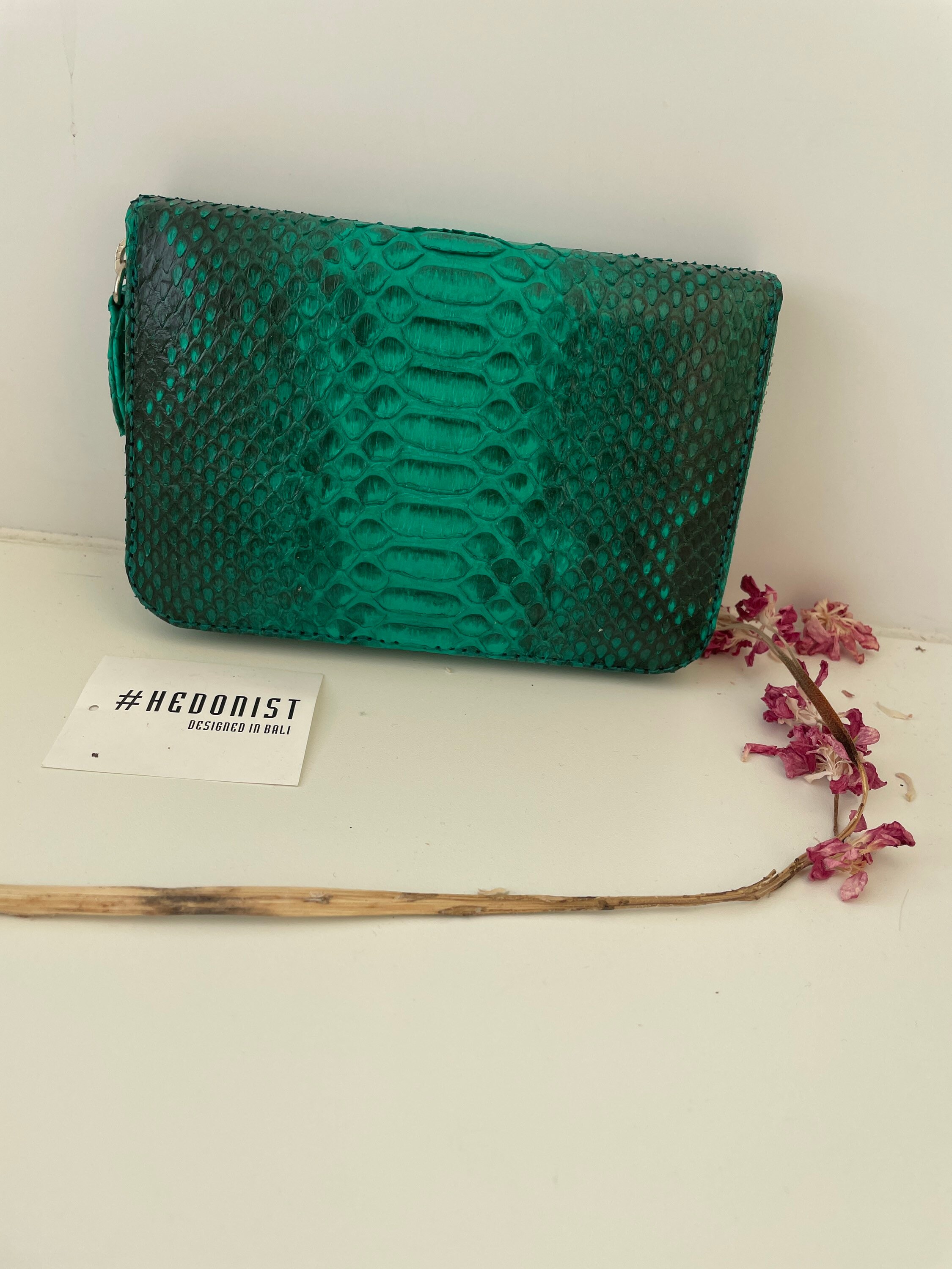 バッグ Leather Wallet Bag (Python) Genuine Python Skin Green Wallet | Small Wallet | Exotic