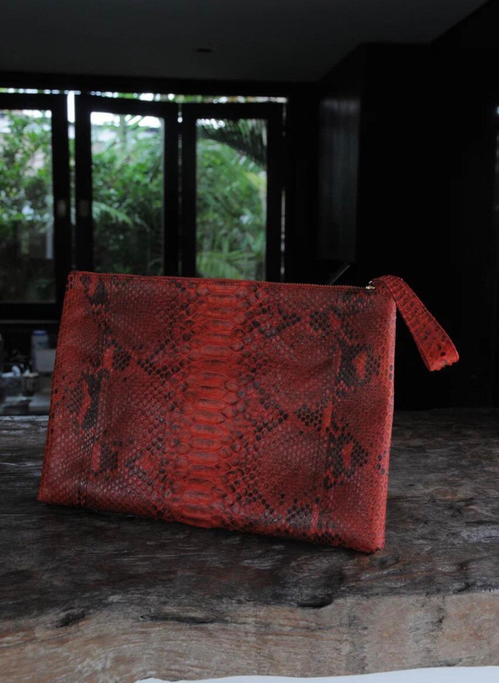 Genuine Pyton Skin Laptop Case Red Bag | Leather Computer Purse ...