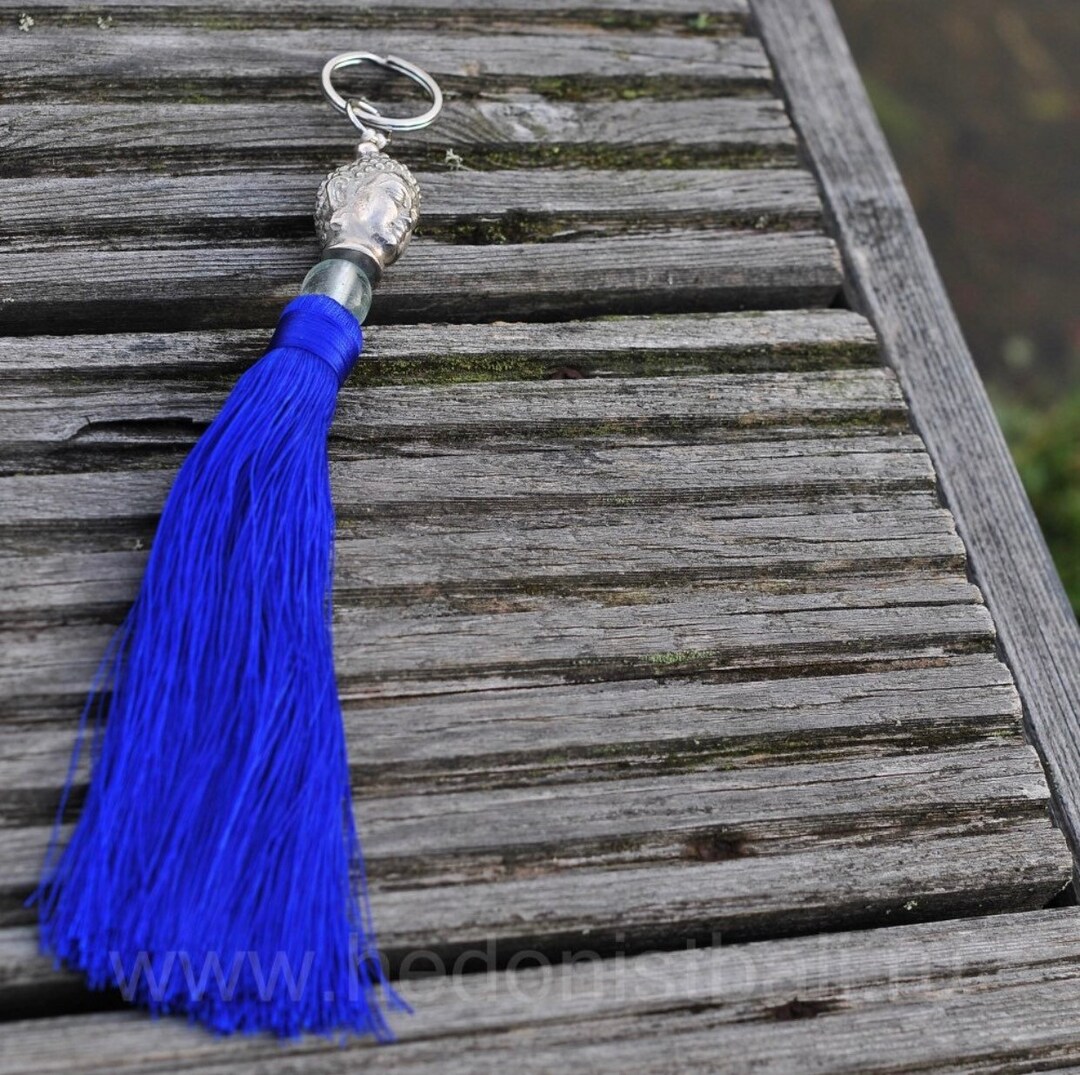 Bali Key Ring Keychain Buddha Spiritual Bright Blue Tassel Big | Spiritual Jewerly ...