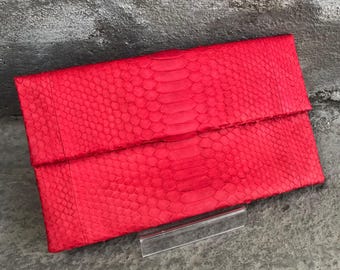 READY TO SHIP Genuine Python Skin Envelope Clutch | Exotic Leather Bags | Small Classy Handmade Clutch  Flat women Evening Clutch| Snak