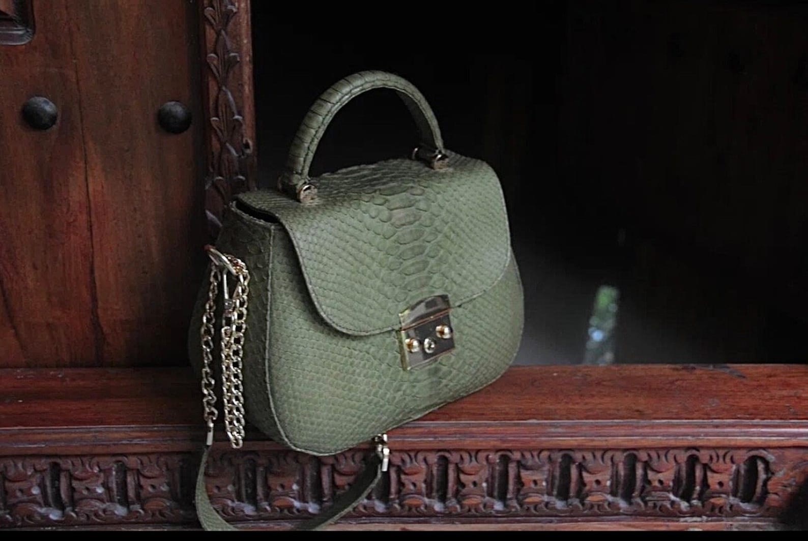 Genuine Python Top Handle Bag / Designer Bag / Exotic Leather Bag ...