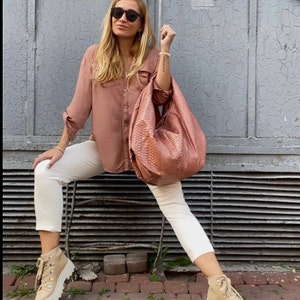 Große weiche Hobo edel Sport Frau Tasche | Geldbörse Echte Python-Haut | Python Haut Produkte | Beige Große Elegante Leder Designer Soft Bag Snake Schlange