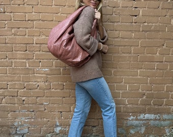 Grote zachte hobo stijlvolle sporttas voor dames | Portemonnee echte pythonhuid | Python-skinproducten | Beige grote elegante leren designer zachte tas slang