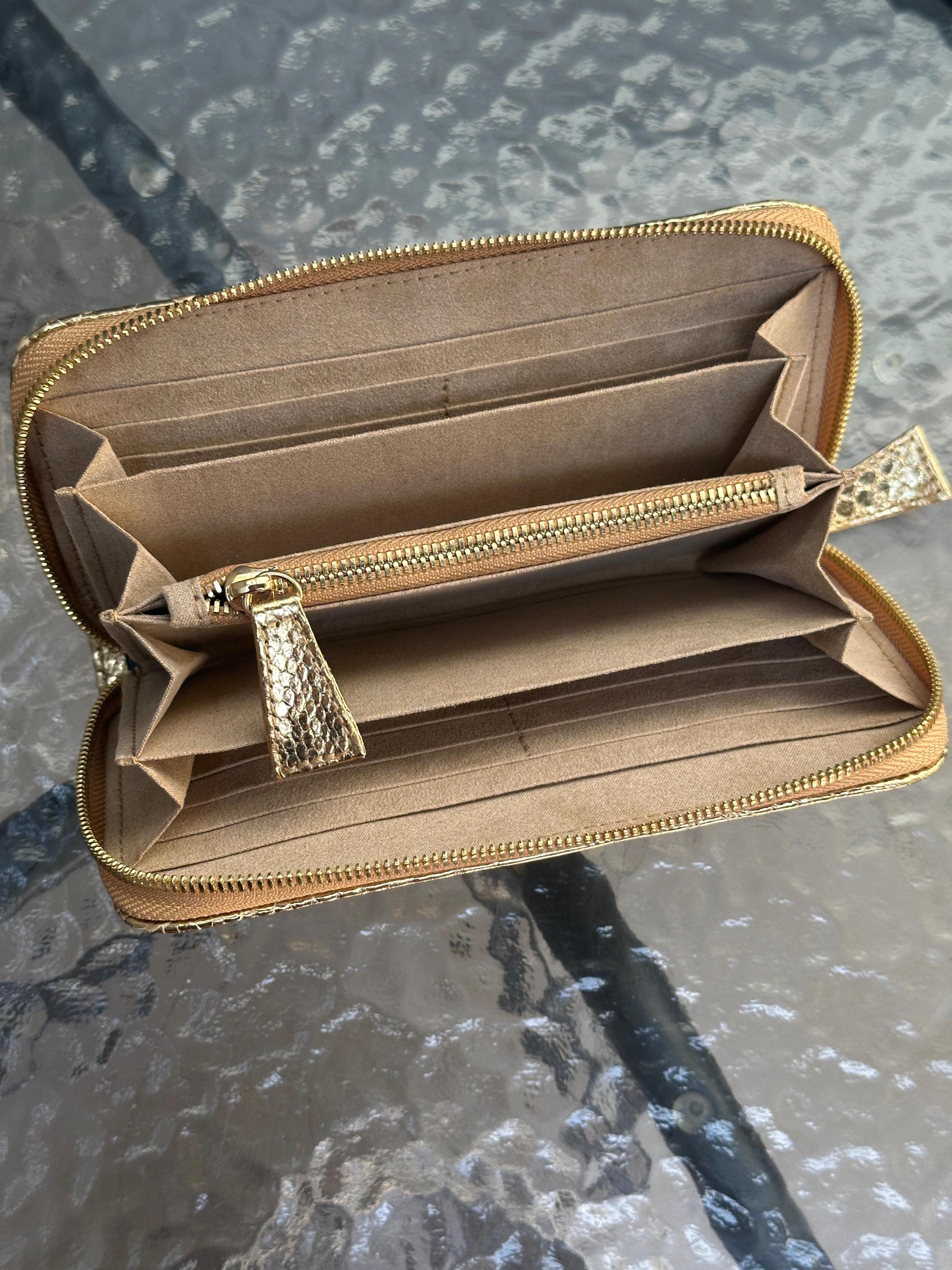 Wallet Gold Python Skin | Exotic Skin Wallet | Unisex Wallet | Big