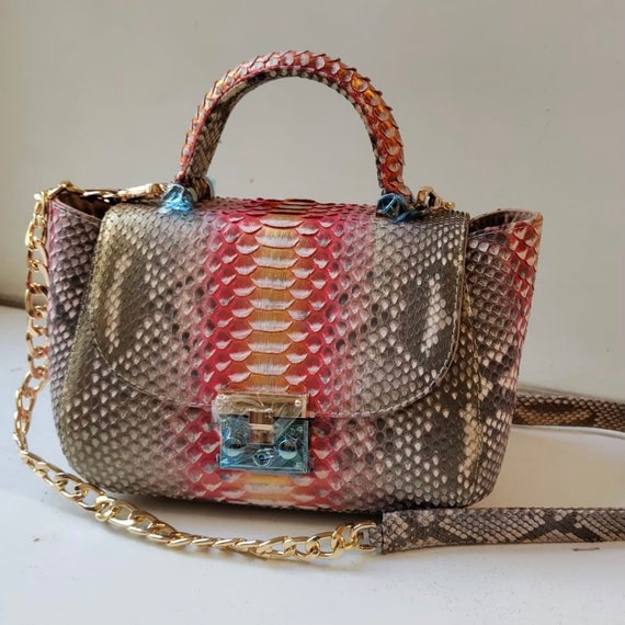 Genuine Python Top Handle Bag Designer Bag Exotic Leather Bag bronze Leather Designer Women Purse Classy Elegant Snake Print Bag Etsy Canada