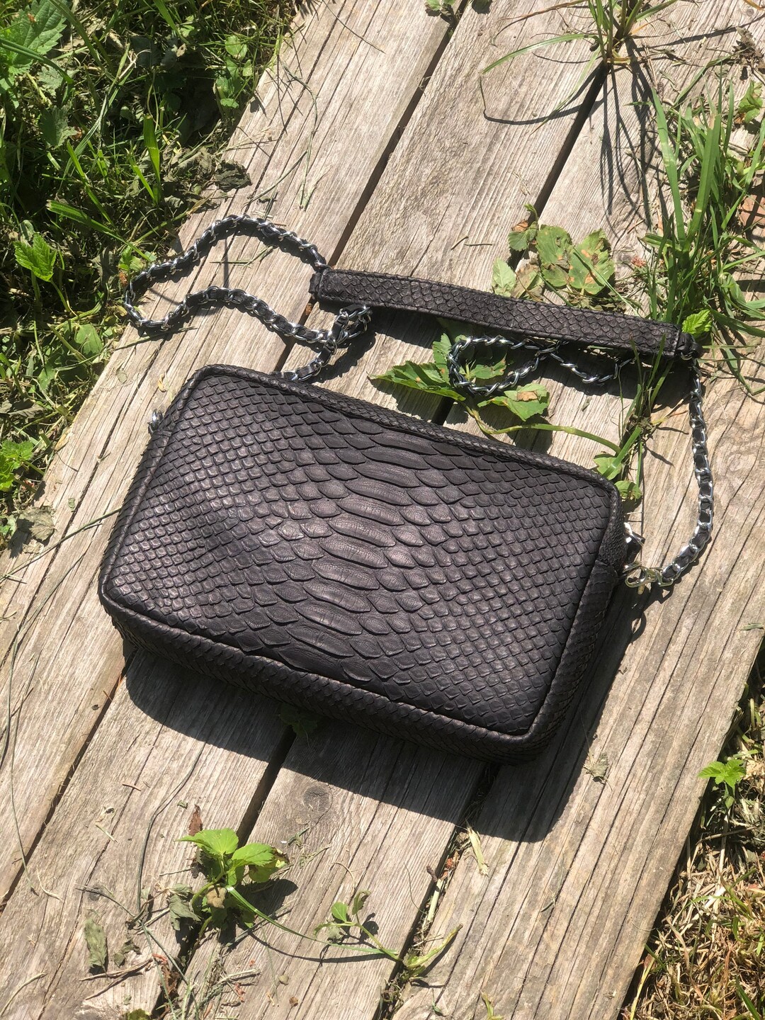 Genuine Python Skin Women Classy Black Bag | Women Shoulder Bag ...