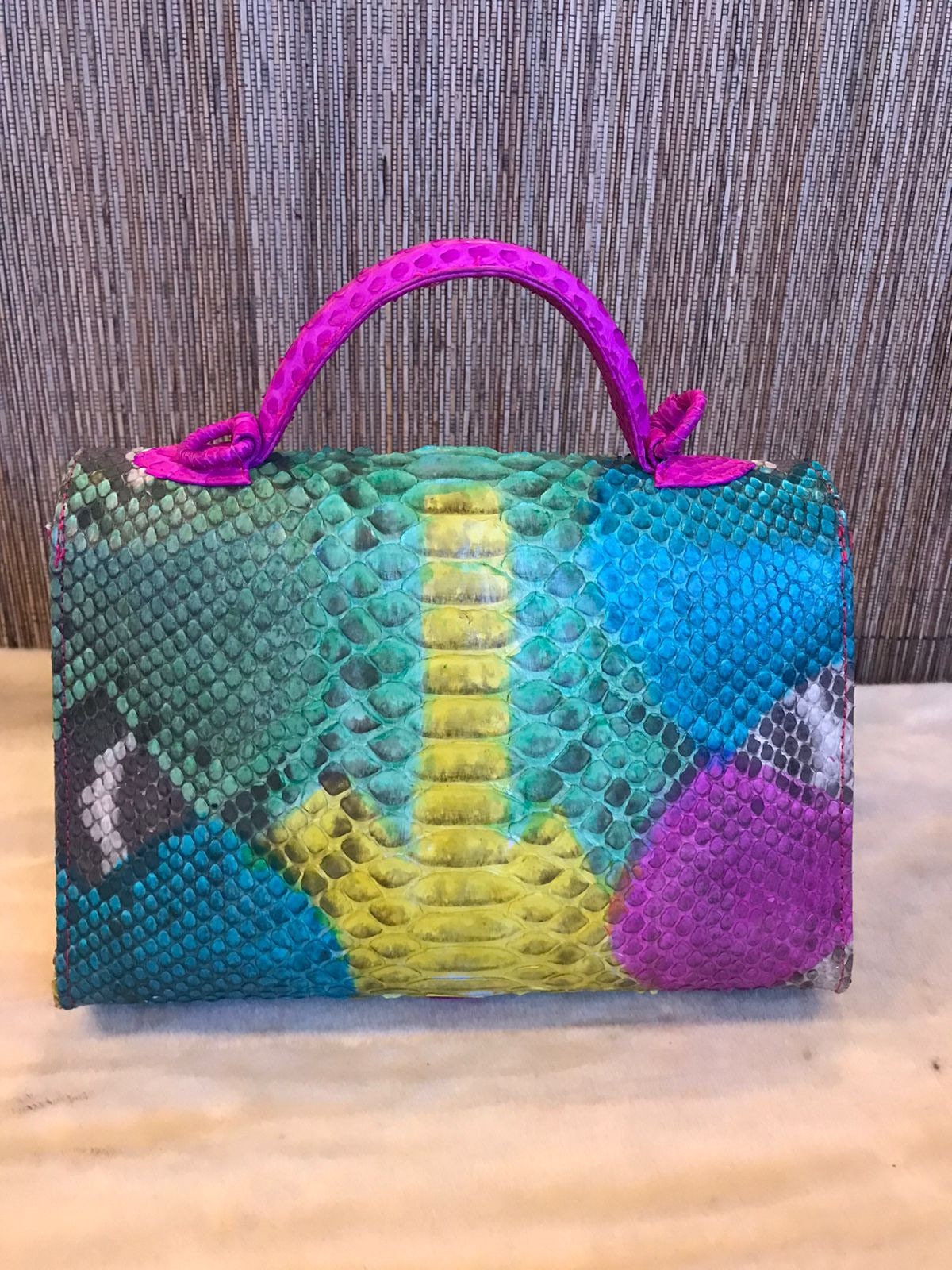 Top Handle Multicoloured Classy Genuine Python Skin Bag Top Handle Multicoloured Classy Genuine Python Skin Bag