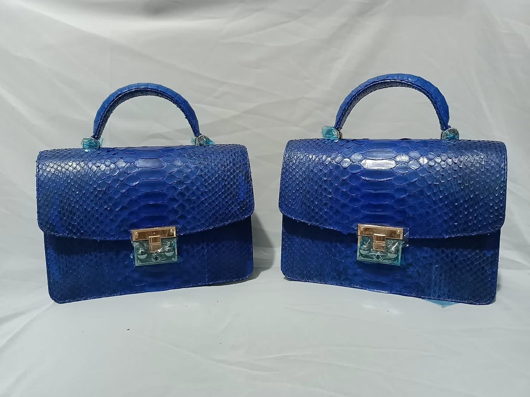 Genuine Python Top Handle Bag / Designer Bag / Exotic Leather Bag ...