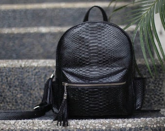 mini snakeskin backpack