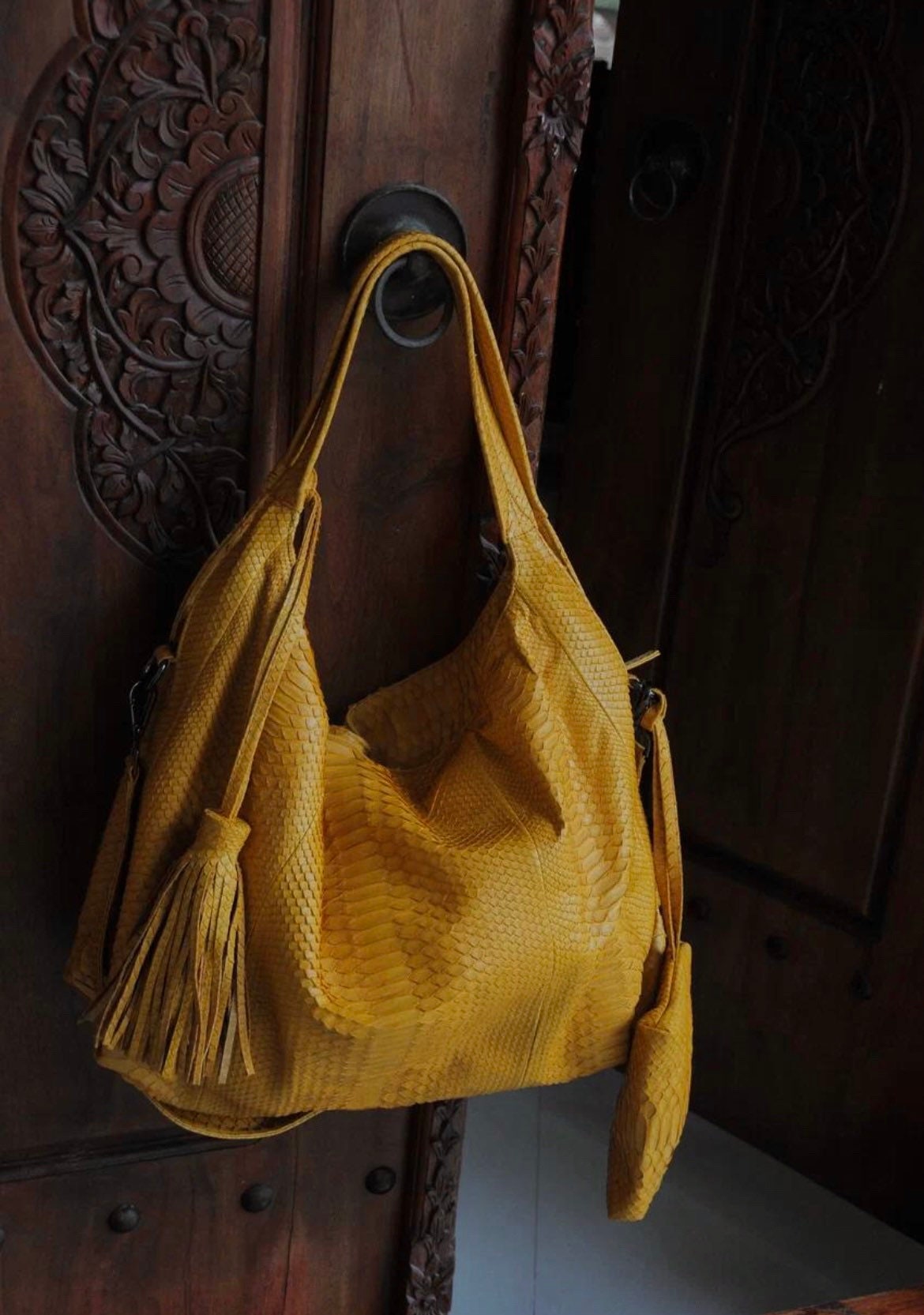 Big Soft Hobo Classy Sport Woman Bag Purse Genuine Python Skin Python Skin Products Yellow Big Elegant Leather Designer Soft Bag Snake