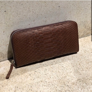 Cartera marrón de piel de pitón genuina / Cartera unisex / Cartera de cuero exótico / Cartera de pitón hecha a mano / Cartera unisex / Cartera de cuero