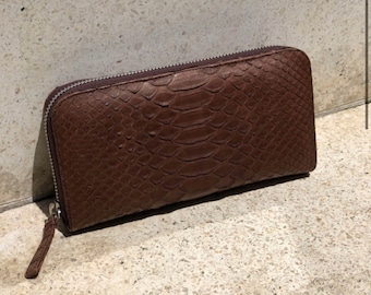 Genuine Python Skin Brown Wallet | Unisex Wallet | Exotic Leather Wallet | Handmade Python Wallet | Unisex Wallet | Leather Portmone