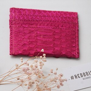 FAST SHIPPING Genuine python skin creditcards holder | wallet small |gift idea exotic python skin leather business card holder fucshia