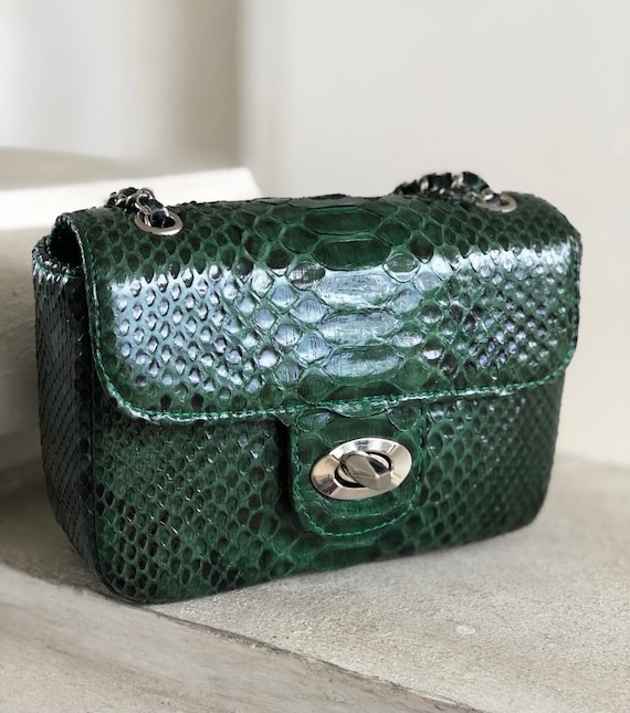 Dark Green Crossbody Bag Genuine Python Skin Adjustable Chain Classy Elegant Snake Crossbody Small Lady Summer Bag Python Purse Etsy Canada