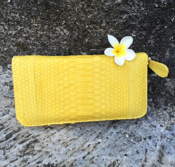 長財布 you a use Wonder wallet (Lizard yellow) Wallet Genuine Python Skin Yellow Color, Women Wallet