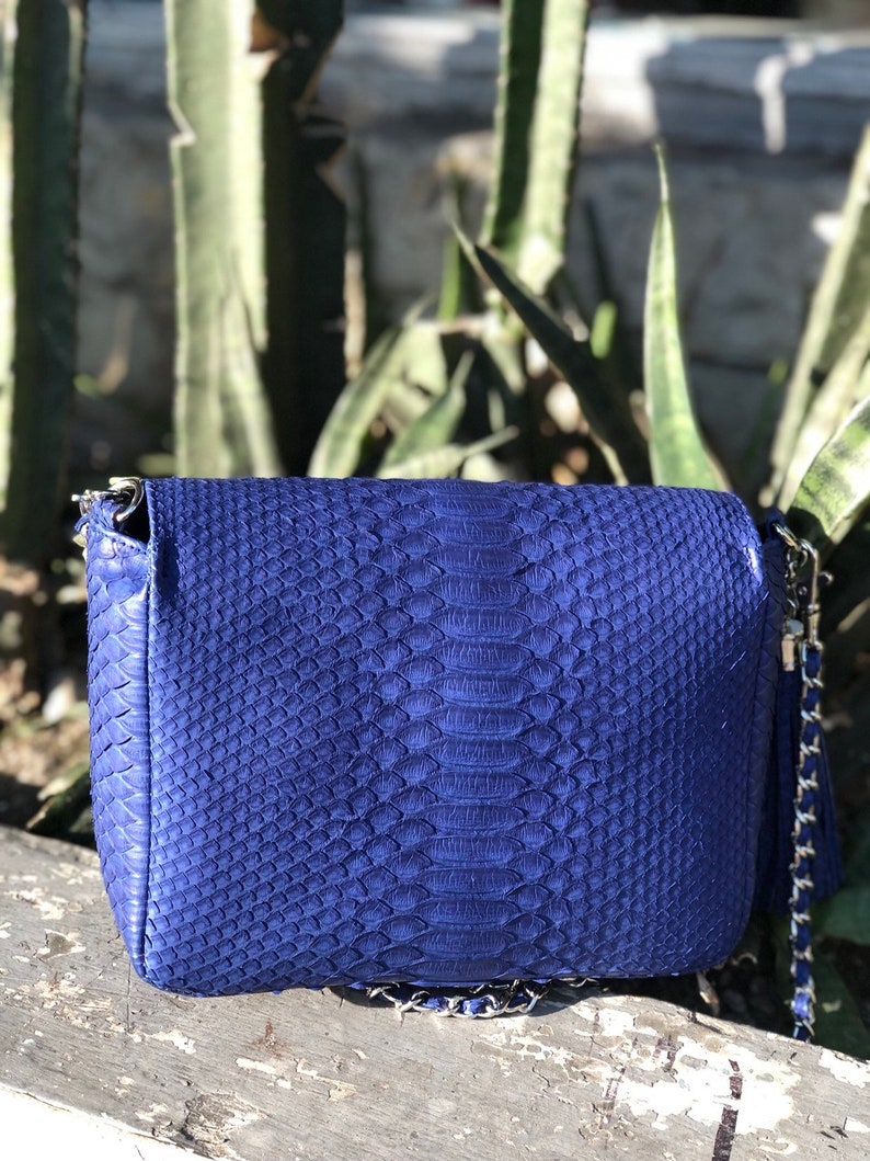 Genuine Python Skin Blue Crossbody Bag | Elegant Classy Leather Snake ...