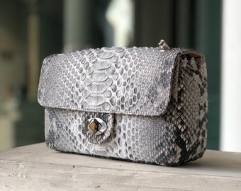 Genuine Python Skin Crossbody Natural Scale Gray Bag Summer Chain Crossbody Bag Elegant Clssy Crossbody Python Bag Leather Bag Women Etsy Ireland