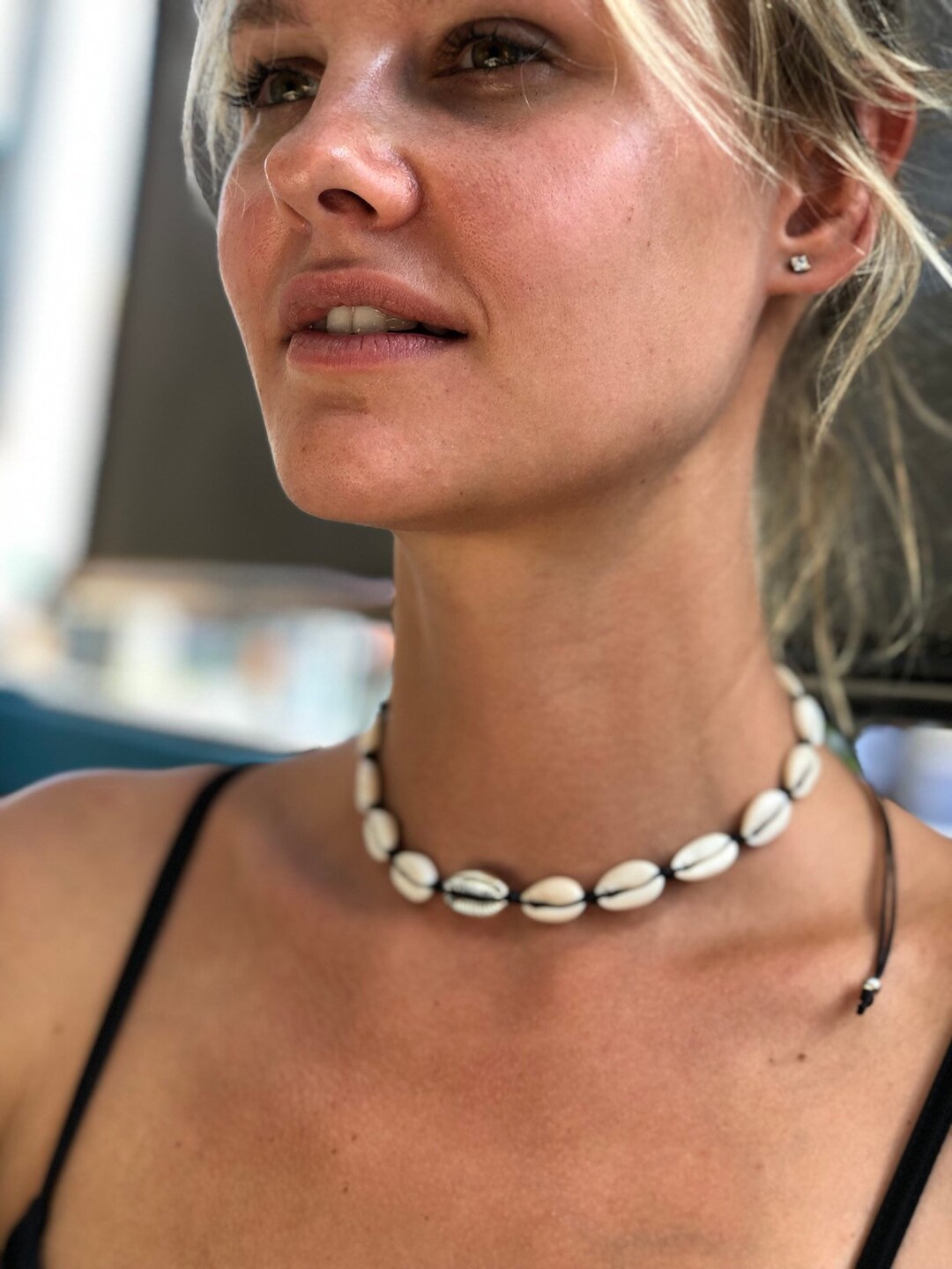 Surfer Shell Chain Cowrie Shell Choker Necklace Sea Shell Choker puka Surfer Necklace ...