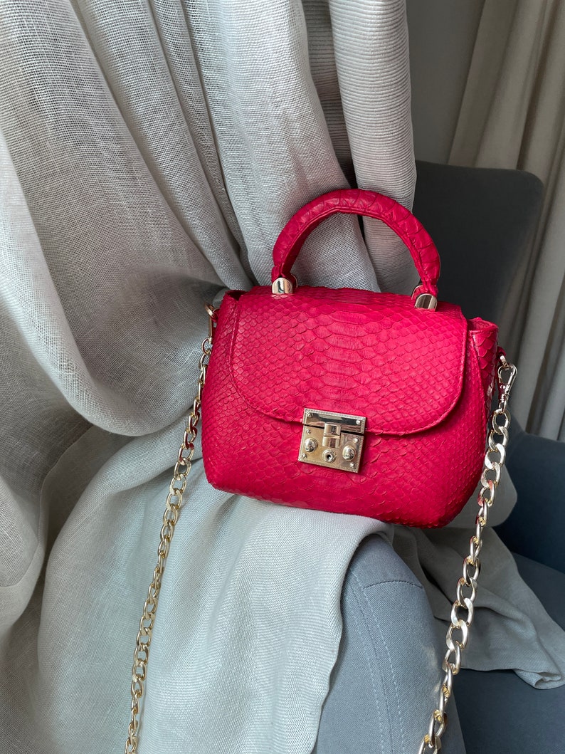 Genuine Python Top Handle Bag / Designer Bag / Exotic Leather - Etsy