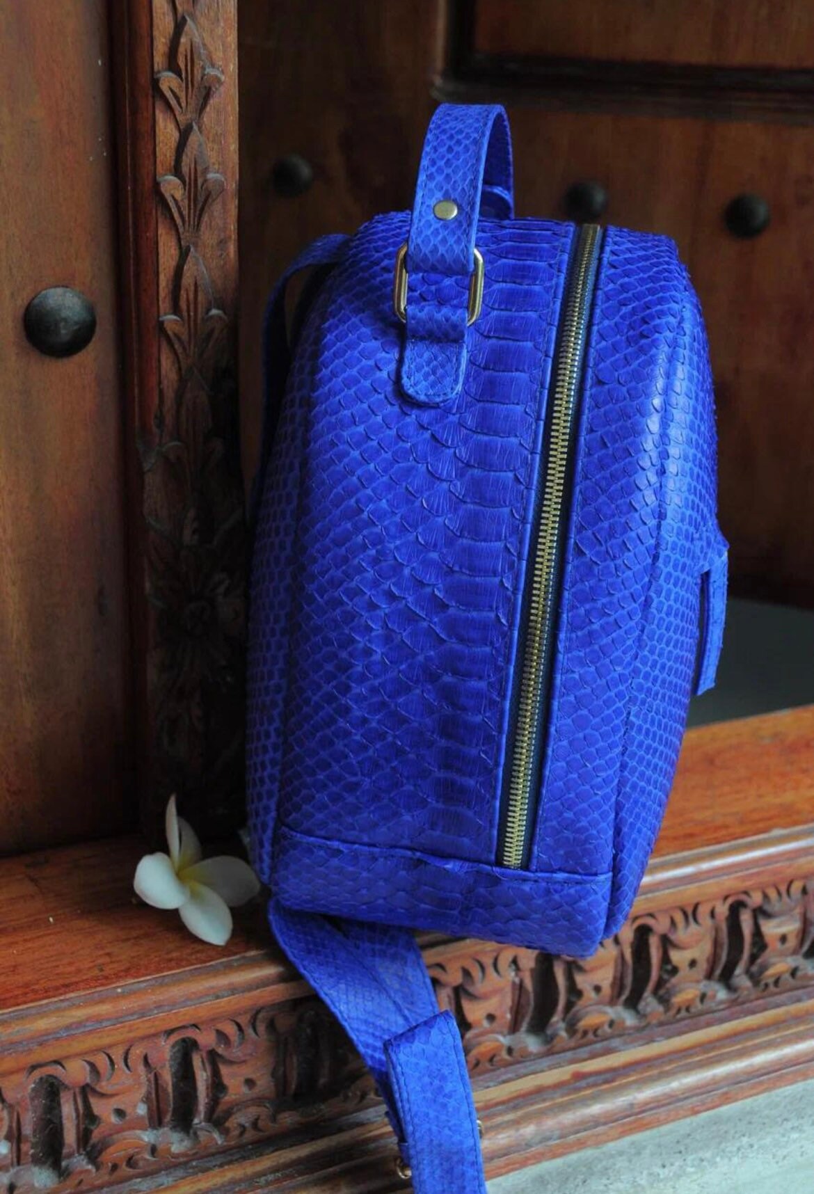 Genuine Python Skin Electric Blue Backpack | Exotic Leather Bags ...