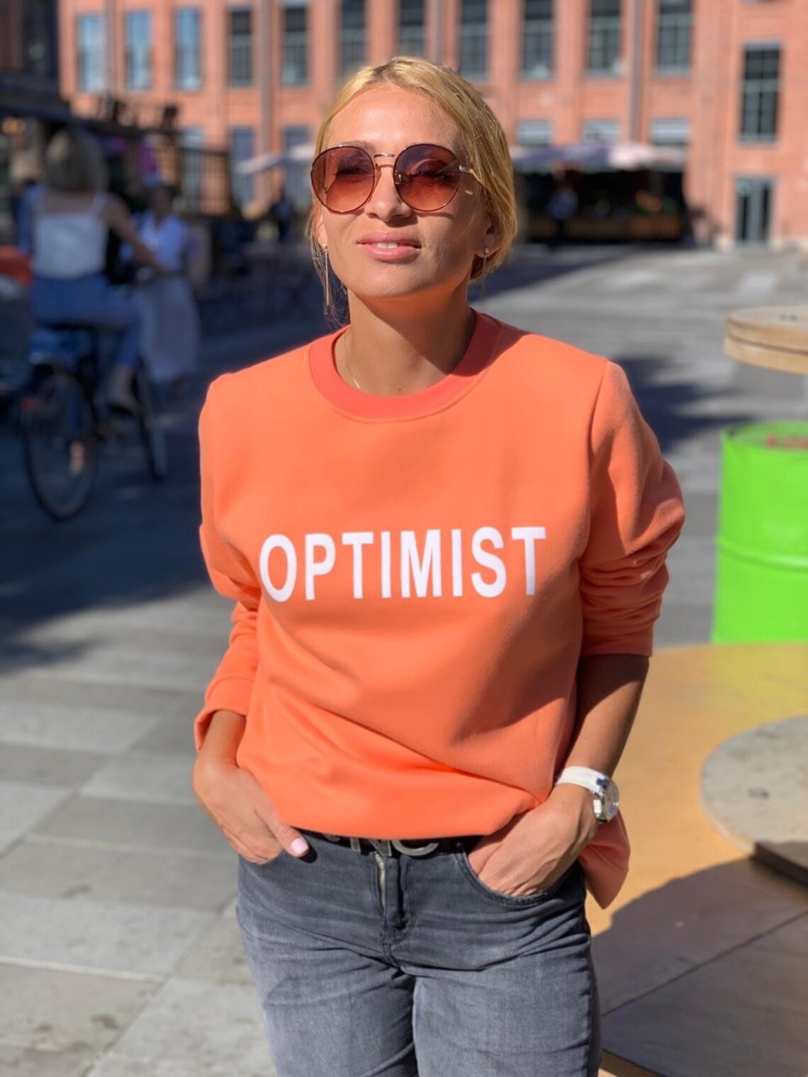 Sweatshirt Orange Optimist Women Fall Comfy Collection Etsy
