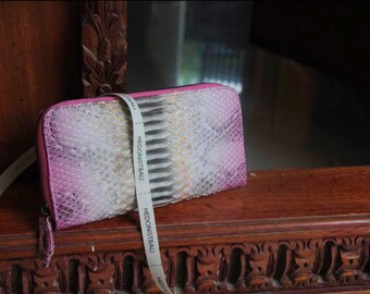 Genuine python skin wallet light pink classy multicoloured, woman wallet men wallet, unisex wallet leather pythonskin,design wallet handmade