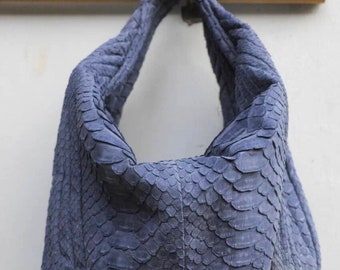 Medium Soft Hobo Classy Sport Woman Stitched Bag | Purse Genuine Python Skin | Dewi Gray Big Elegant Leather Designer Soft Bag Snake |