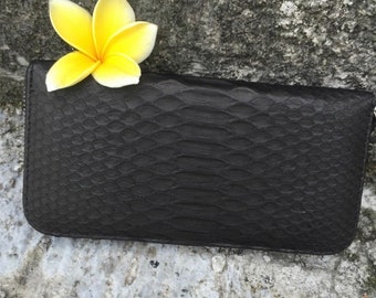Geldbörse Schwarz Pythonleder | Exotische Leder Geldbörse | Unisex Geldbörse | Große Geldbörse | Herren Geldbörse | Echte Pythonleder Geldbörse | Handgefertigtes Portemonnaie