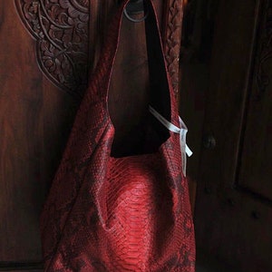 Big Soft Hobo Classy Sport Woman Bag | Purse Genuine Python Skin | Red Riva  Elegant Leather Designer Soft Bag Snake | exotic leather purse