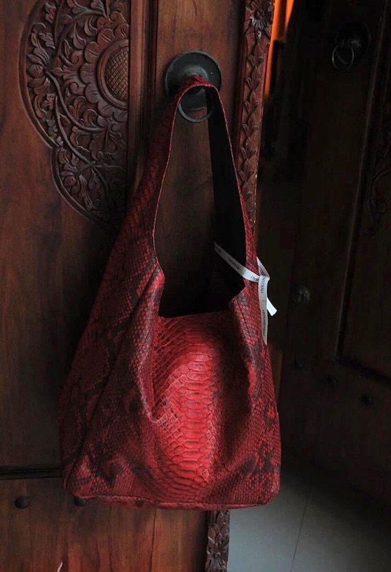 Hobo Genuine Snakeskin Handbags Big Soft Hobo Classy Sport Woman