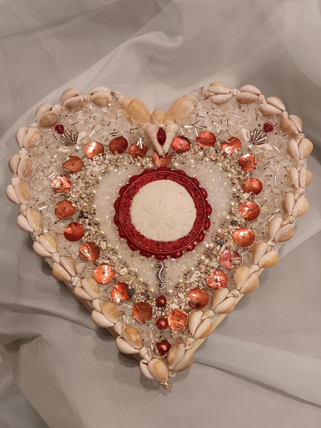 Seashell Heart, Shell Valentine, Beach Art, Shell Art, Coastal Decor ...